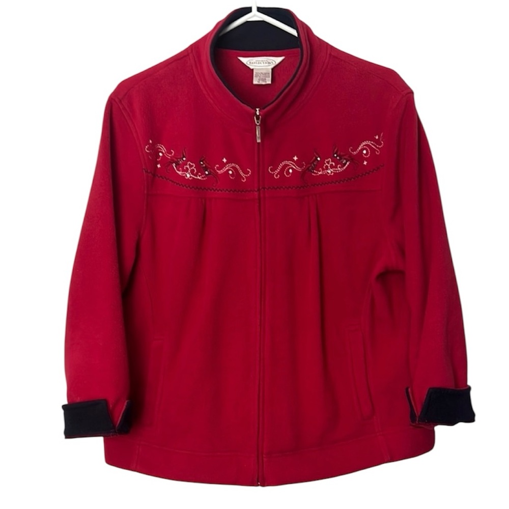 Northern Reflections Fleece Zip Up Jacket Cardinals Embroidered Raspberry XL